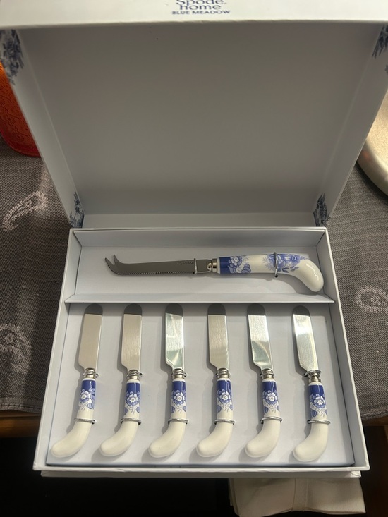 Spode Other - NWOT Spode Blue and White Floral Cheese Knife and Spreader Set